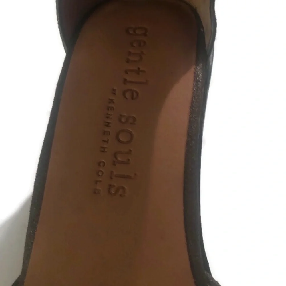Gentle Souls By Kenneth Cole Leather Brown Metallic Blaise Wedge Sandal Sz 7 EUC